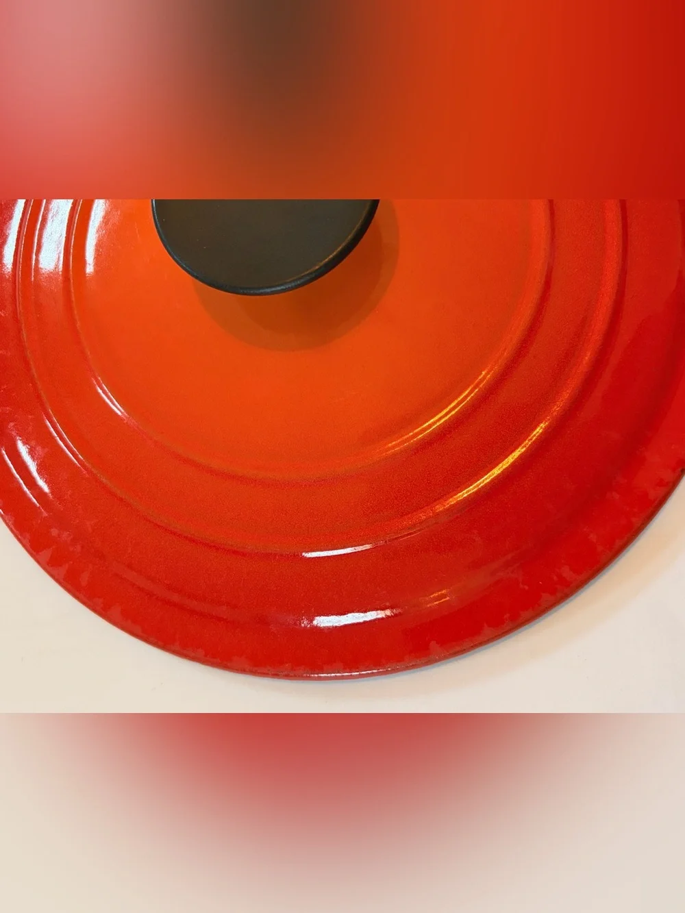 Le Creuset “D” 9” Orange Flame Volcanic Cast Iron Enamel Replacement Lid Only